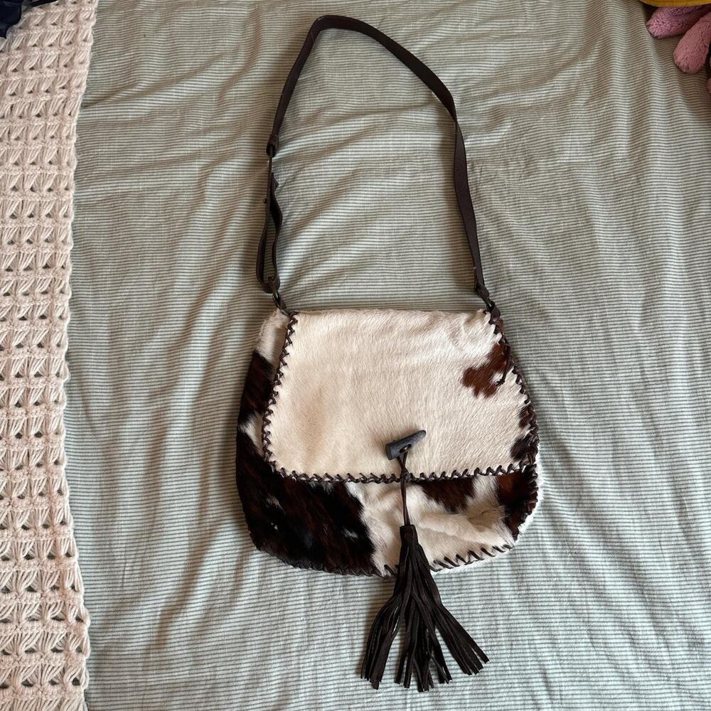 Russell & Bromley Designer Cowhide Leather Satchel Crossbody Cowboy Western Bag - Picture 2 of 8